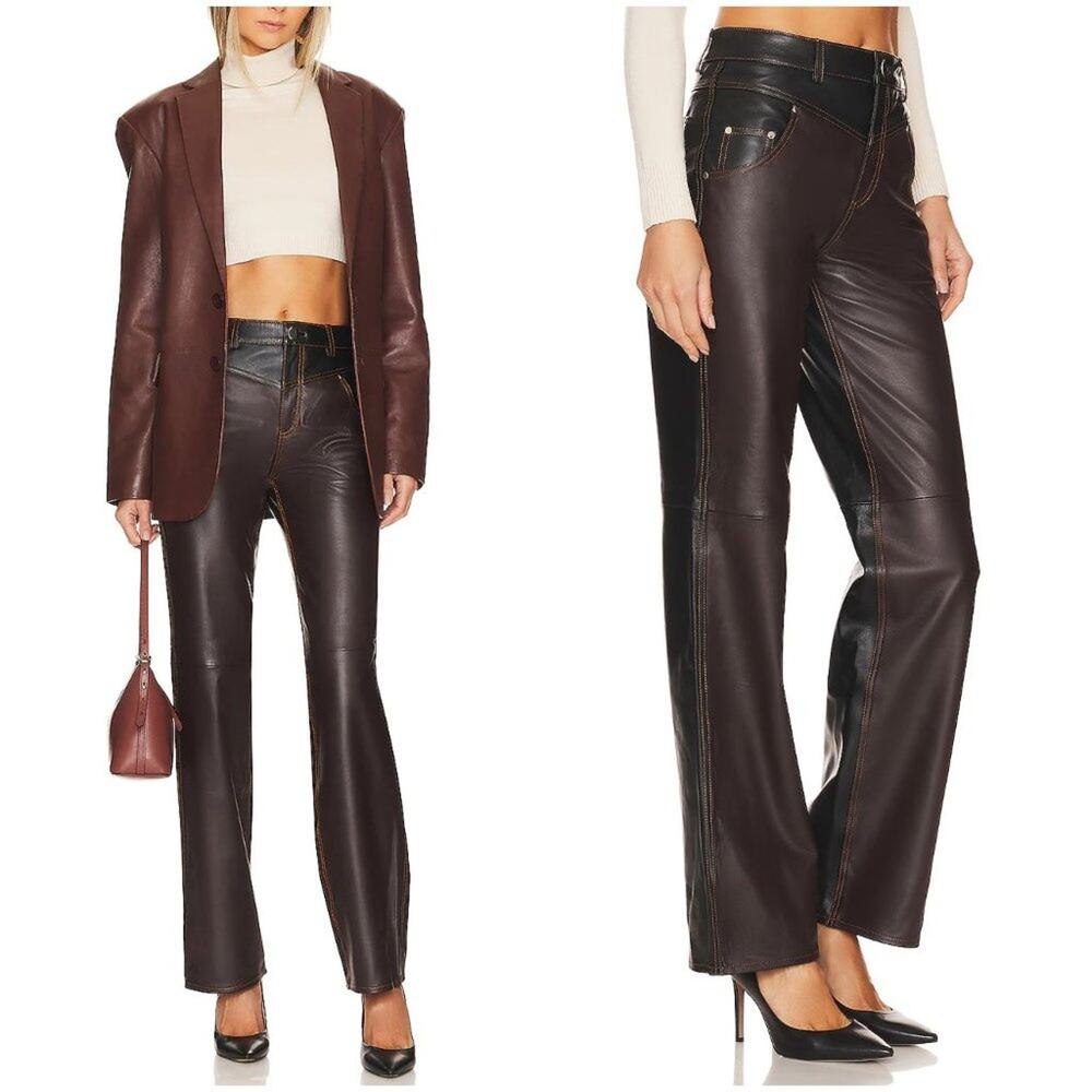 L'Academie Clarette Leather Pant 100% Leather Size Medium NWT $458